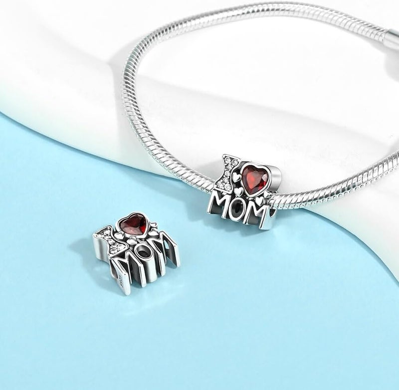 VALGACLS Mom Wife Daughter Love Heart Wedding Rings Charms 925 Sterling Silver Charms for Bracelets Necklace Valentine's Day Mother's Day Jewelry Charm for Women - Image 1